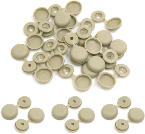 Vista 2 de uxcell 20 tapas plegables de 0.157 in con bisagras beige para decoración de muebles de hogar y automóvil, 20