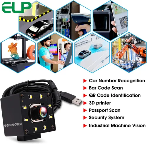 Vista 7 de ELP Cámara USB 4K Visión Nocturna 8MP Autofoco Webcam para Computadora Mini UVC USB2.0 Lightburn Cámara IMX415 USB Cámara de Seguridad Cámara PC