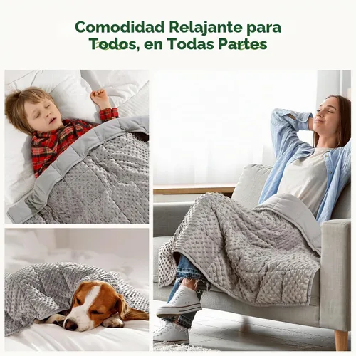 Vista 5 de Sivio Manta con peso para dormir, 3 libras, 36 x 48 pulgadas Gris