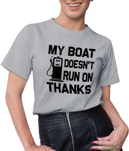 Vista 4 de Camiseta unisex de manga corta con texto en inglés My Boat Doesn't Run on Though