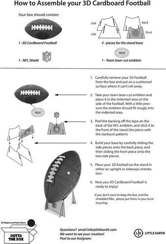 Vista 4 de Littlearth NFL - Fútbol 3D de cartón unisex para adultos