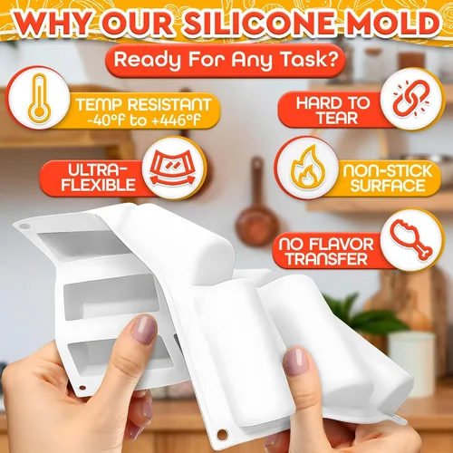 Vista 3 de Molde de silicona de 9 cavidades, molde reutilizable antiadherente para hornear en forma de tronco para mini rollos suizos, postres de chocolate