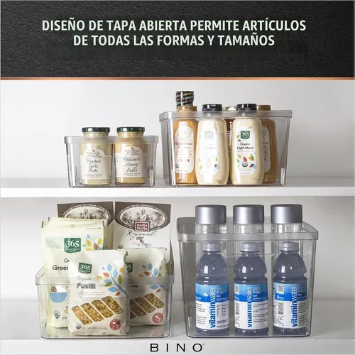 Vista 4 de BINO Contenedores de almacenamiento de plástico, grandes, paquete de 2 de The Lucid Collection, contenedores multiusos, asas integradas, libres