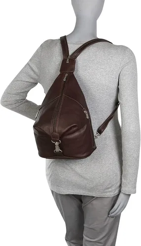 Vista 8 de Piel Leather Eslinga Hobo con tres cremalleras, Chocolate, Eslinga Hobo con tres cremalleras