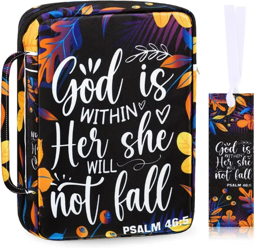 Vista 10 de Laumoi Funda para la Biblia para mujer, funda de Biblia floral de 10 pulgadas, bolsa protectora portátil para suministros de estudio bíblico, Varios