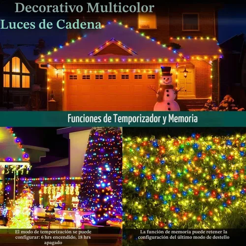 Vista 5 de HYH Luces de Navidad para Exteriores 1000 LED 328 Pies Luces de Cadena Multicolor, IP67 Impermeable Interior Luces de Hadas de Navidad Multifunción