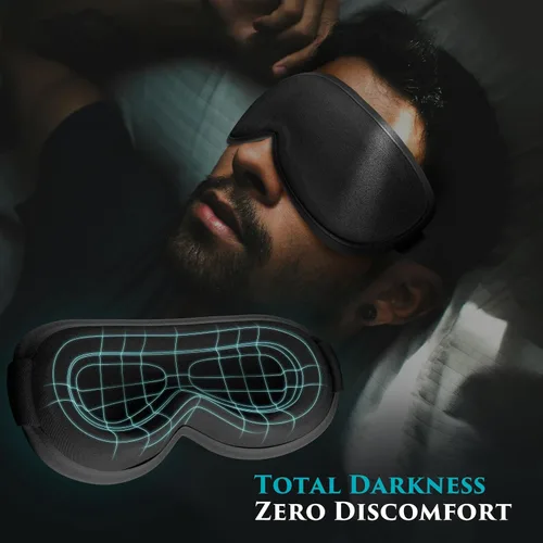 Vista 2 de Máscara de Ojos con Peso para Dormir - Máscaras de Ojos para Dormir con Correa Ajustable, Cubiertas de Ojos para Extensiones de Pestañas