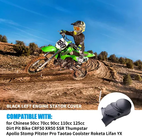 Vista 6 de JINGKE Cubierta del estator del motor izquierdo negro para moto de tierra Pit Bike china de 50cc 70cc 90cc 110cc 125cc CRF50 XR50 SSR Thumpstar