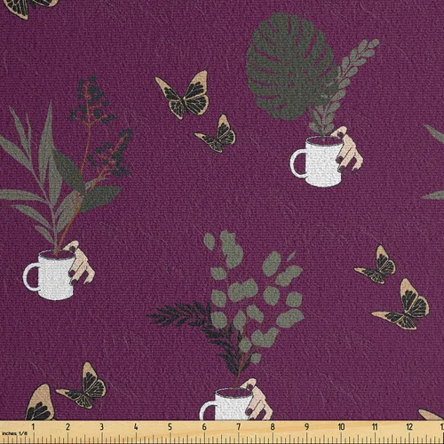 Vista 36 de Ambesonne The Yard, tela de gamuza sintética tradicional americana por The Yard, Garden Feel Moths Bellotas Hojas Magic Forest Concept Art