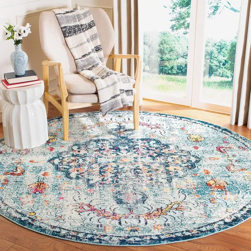 Vista 10 de SAFAVIEH Colección Madison MAD447B - Tapete bohemio con medallón antiguo y elegante, no desprende pelusa, para la sala, dormitorio, comedor