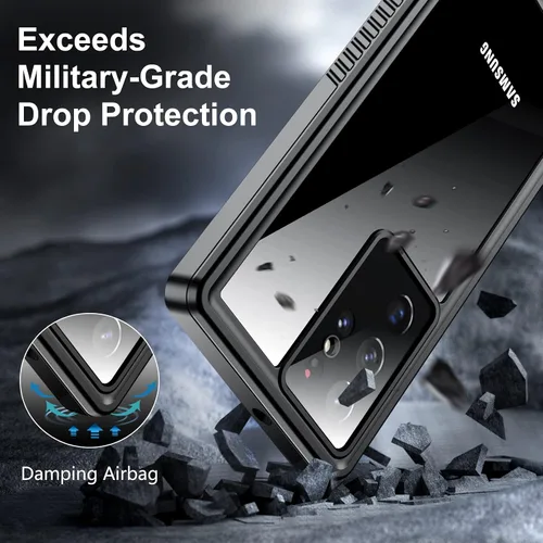 Vista 8 de Temdan Funda impermeable para Samsung Galaxy S22 Ultra, protector de pantalla integrado de 360°, cuerpo completo, resistente, a prueba de golpes