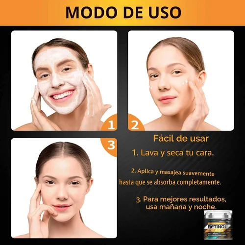 Vista 6 de Crema de retinol para rostro con ácido hialurónico, crema hidratante antienvejecimiento con colágeno para mujeres y hombres, reduce arrugas y líneas
