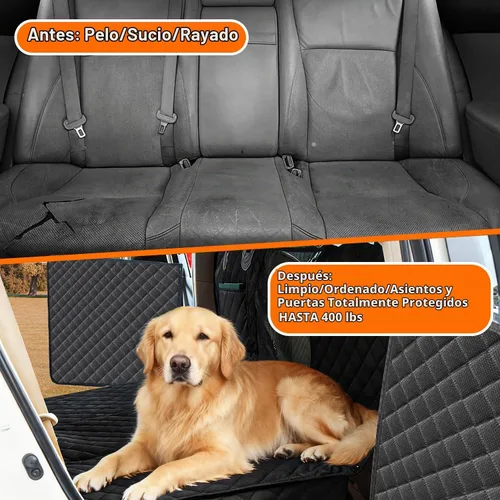 Vista 4 de Funda de asiento de automóvil para perro para extensor de asiento trasero para perros, funda de asiento de automóvil con parte inferior dura
