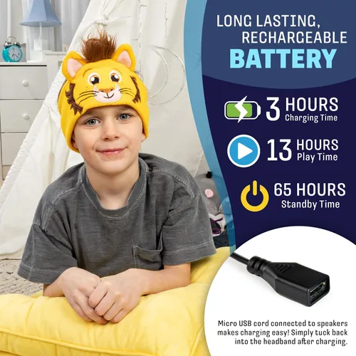 Vista 5 de CozyPhones Auriculares para niños, auriculares con diadema para niños bebés y niños pequeños de 1 a 3 años, accesorios de viaje elásticos y cómodos