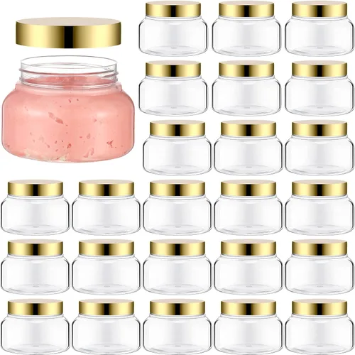 Vista 13 de Mumufy 60 tarros de plástico con tapas, recipientes redondos vacíos de viaje para cremas, tarros cosméticos recargables para lociones, exfoliante