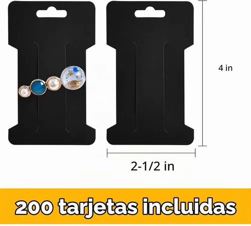 Vista 2 de Mototo 200 tarjetas de exhibición de pinzas para el cabello, pasadores para el cabello, soporte de exhibición de joyas, cartón de papel rectangular