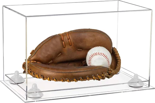 Vista 179 de Better Display Cases Vitrina de guantes de béisbol de acrílico transparente con elevadores negros (A011/V16)