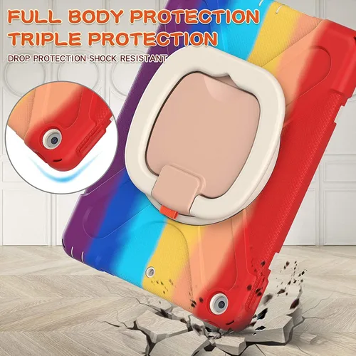 Vista 6 de Funda para iPad Air de 3ª generación – Funda resistente para niños con soporte giratorio, soporte para lápices y correa de transporte para iPad