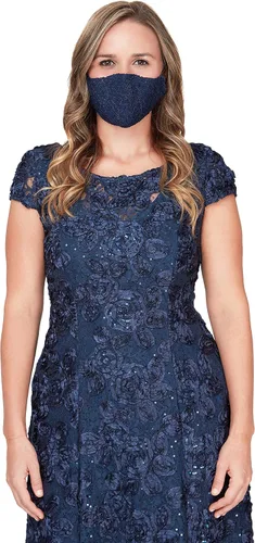 Vista 6 de Alex Evenings Women's Tea Length Cap Sleeve Rosette Dress (Petite and Regular)