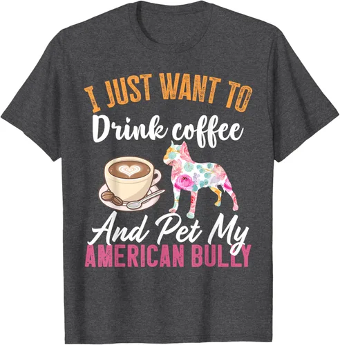 Vista 25 de I Just Want to Drink Coffee and Pet My American Bully Camiseta, Negro, S