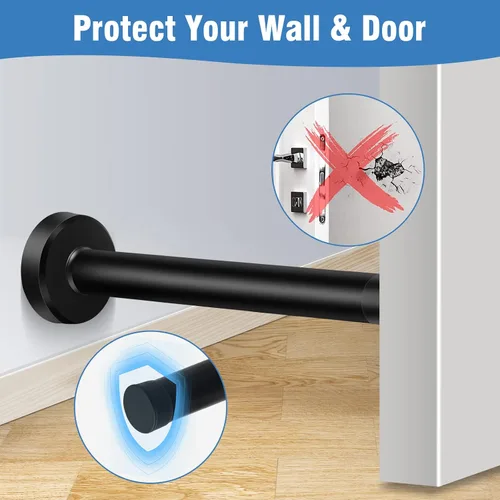 Vista 3 de KOLAKO Topes de puerta, tope de puerta de acero inoxidable, tope de puerta de 5 pulgadas (120 mm) de largo con punta de goma, protector de pared