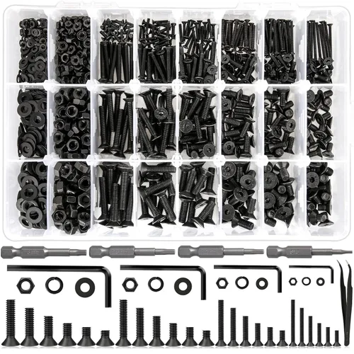 Vista 10 de Juego de 2410 piezas de tuercas y pernos M2 M3 M4 M5, pernos métricos de cabeza hexagonal con botón de 4 mm a 20 mm, pernos y tuercas de acero