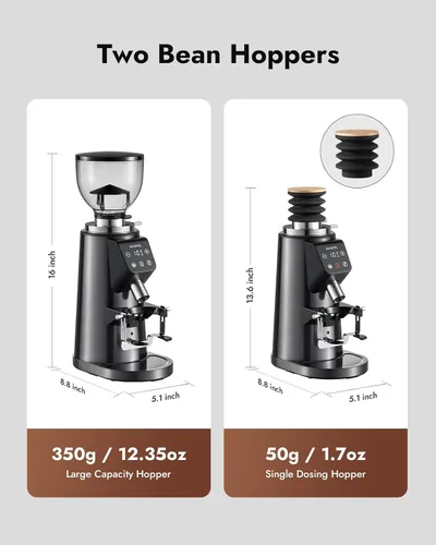 Vista 7 de DAOFEL Molinillo de café eléctrico de rebabas planas de 2.520 in, 100 Gris metalizado