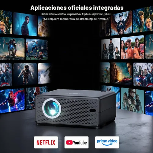 Vista 3 de CiBest Mini proyector con WiFi y Bluetooth, compatible con Netflix/YouTube/PrimeVideo, enfoque eléctrico y Keystone, proyector de video Full HD