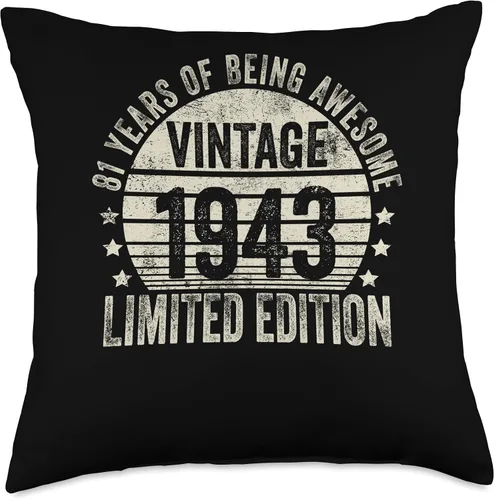 Vista 4 de Retro 81st Birthday Gifts Men Women Throw Pillow
