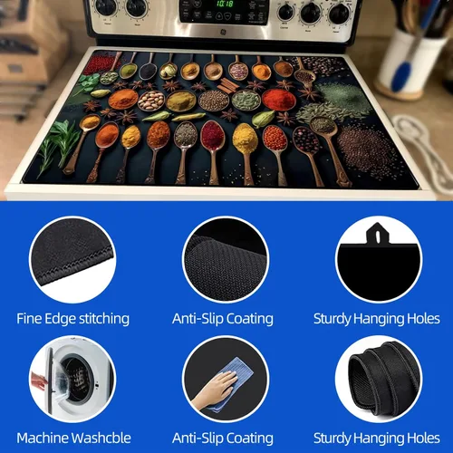 Vista 5 de Cubierta para estufa eléctrica de 28 x 20 pulgadas, protector superior de estufa de goma suave y duradero, protector superior de estufa fácil