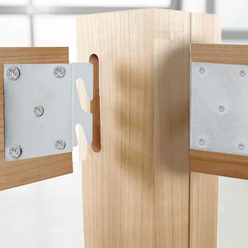 Vista 4 de Mcredy 2 piezas de ganchos de madera resistentes para riel de cama de repuesto con tornillos Ganchos universales para marco de cama, para soportes