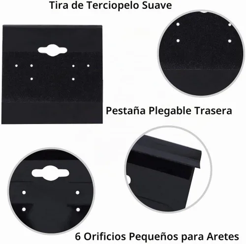 Vista 2 de Super Z Outlet Tarjetas de plástico de terciopelo negro para aretes, accesorios de joyería, 2 x 2 pulgadas (100 unidades)