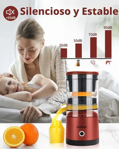 Vista 4 de Exprimidor de cítricos recargables - Exprimidor portátil con USB y cepillo de limpieza para naranja, limón, pomelo