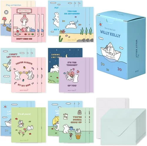 Vista 24 de Monolike Tarjeta Día a Día, 101 Seúl Doce Meses - Mezcla de 48 Mini Tarjetas Individuales, 24 sobres Paquete