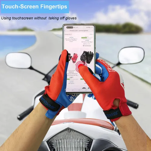 Vista 4 de OUNIXUE Guantes de motocross para motocicleta con pantalla táctil para hombres y mujeres, guantes de motocross de montaña de dedo completo