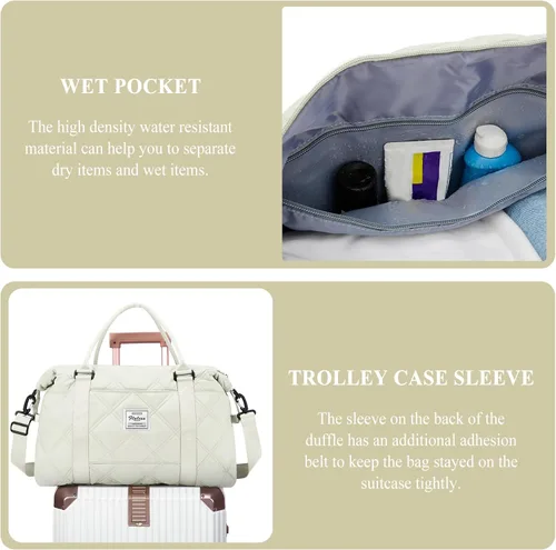 Vista 6 de Weekender Bags for Women Travel, Overnight Travel Duffel Bag with Wet Pocket and Separate Toiletry Bag, Airplane Personal Item Travel Bag, Travel