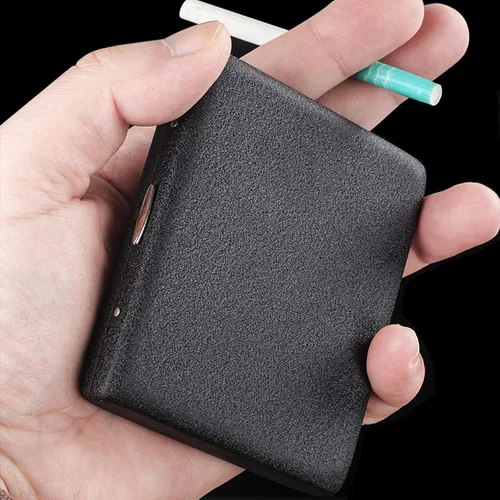 Vista 5 de Cigarette Case for 20 Regular Size Cigarettes, Metal Cigarette Box, 2 Pack, Cigarette Case for Men Women,One Size,Black