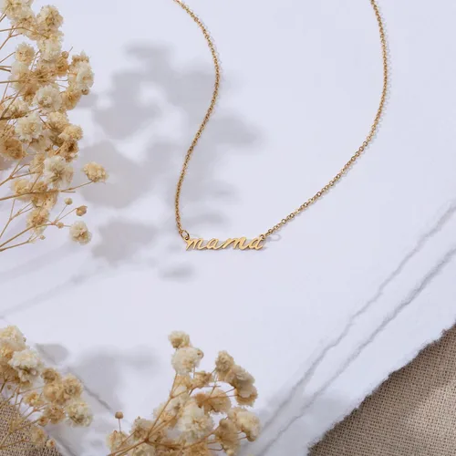 Vista 4 de Suavell Mama Necklace - Gold Dipped Momma Necklace for Women - Expecting Mom Gift - For New Mom or Mother to Be - Mama Gifts for Expecting Mothers