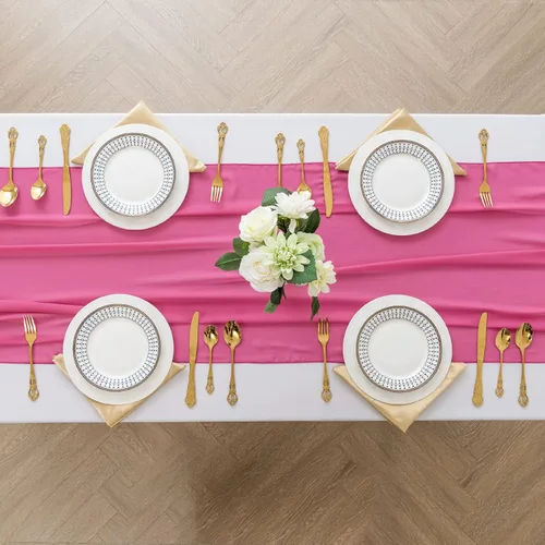 Vista 9 de Peomeise Paquete de 6 caminos de mesa de gasa de 14 x 108 pulgadas, camino de boda transparente, romántica tela negra para decoración de boda, baby