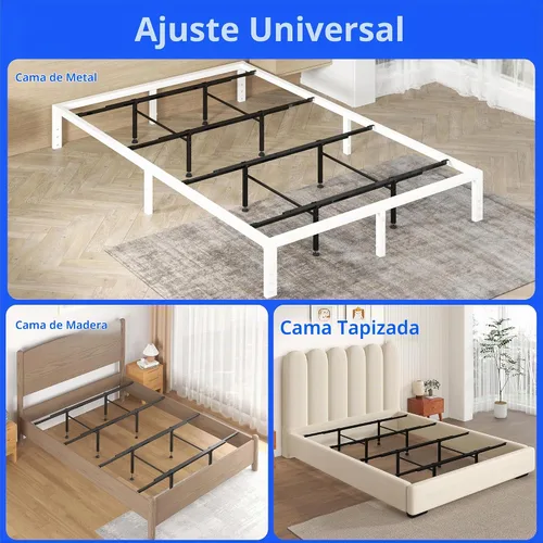 Vista 4 de Soporte central de cama con 8 patas ajustables, sistema de barra de soporte central de metal resistente para camas matrimoniales, queen, king
