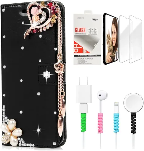 Vista 11 de Bling SSBLDwSPCPSeries-13 - Funda de piel con tapa y protector de pantalla y cable