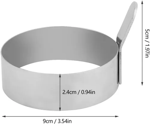 Vista 4 de Anillo redondo de acero inoxidable de 3.5 pulgadas para freír huevos, panqueques, moldes para cocinar para el desayuno