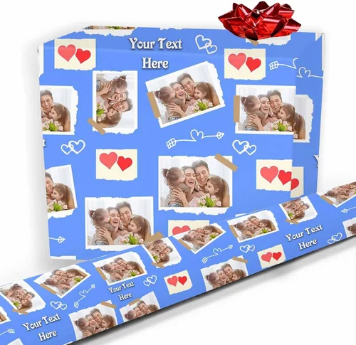 Vista 39 de Papel de regalo personalizado, divertido papel de regalo para cara, foto, nombre, Día del Padre, rollo de regalo para papá, hombres, mujeres, niños