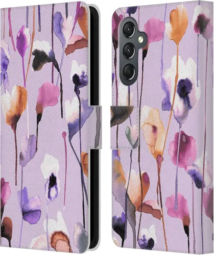 Vista 262 de Head Case Designs Officially Licensed Ninola Abstract Poppies Lilac Floral Leather Wallet Case Compatible with Samsung Galaxy A07 4G
