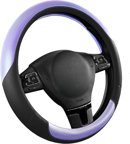Vista 2 de Road Comforts Funda para Volante – Funda para Volante de Cuero Transpirable, Agarre Antideslizante, Ajuste Universal de 14.5" a 15", Resistente al