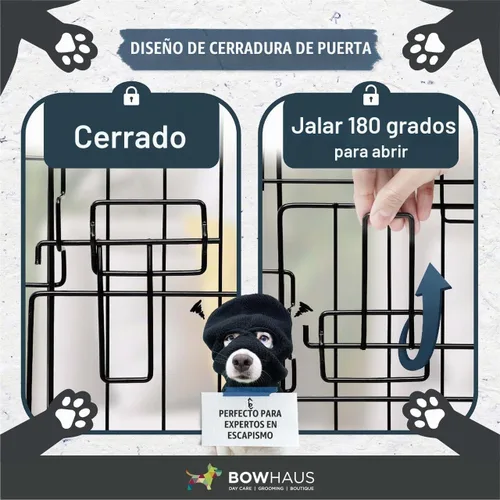 Vista 6 de BOWHAUS Jaula plegable de alambre para perros con panel divisor, bandeja a prueba de fugas y patas protectoras, puerta individual y doble, jaula