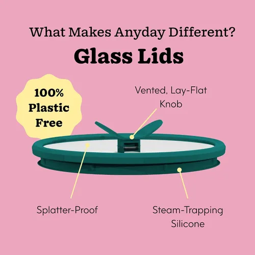 Vista 4 de Anyday - Set de 2 envases de vidrio para almacenamiento de alimentos con tapas de vidrio Set de preparación de comidas sin plástico Set