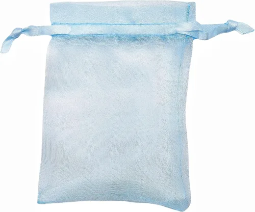 Vista 3 de QIANF 20 bolsas de regalo de organza azul transparente de 4 x 6 pulgadas con cordón, bolsas de recuerdo de fiesta de boda