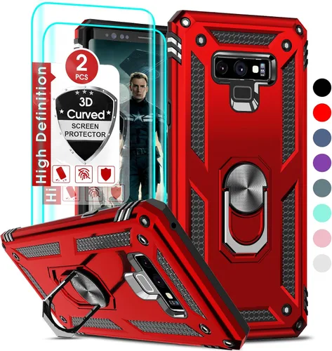 Vista 9 de LeYi Funda para Samsung Galaxy Note 9 con protector de pantalla curvado 3D, grado militar, a prueba de golpes, con soporte de anillo y soporte