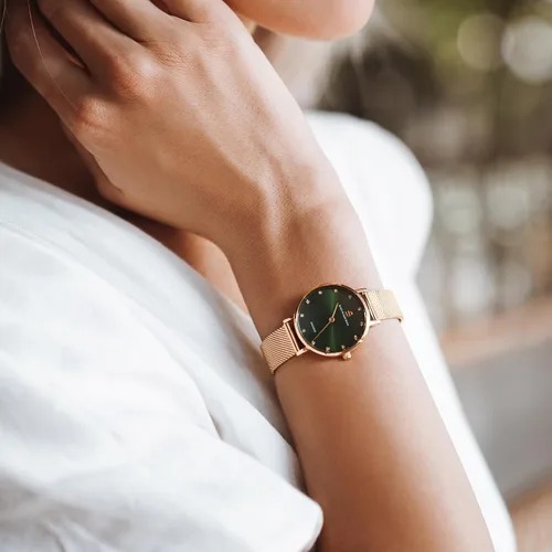 Vista 3 de BLACK BY BLUE BRAVE Womens Watch Trendy Green Watches for Women 12 Genuine Diamond Watch Markers 28 mm Watches for Women Green Sunray Dial with Rose